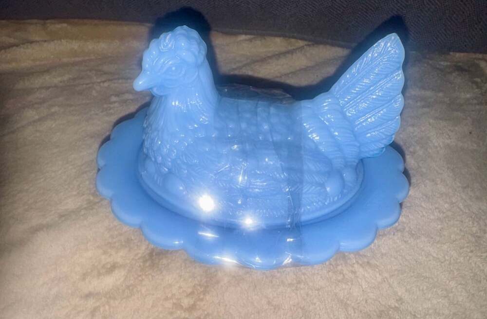 6 Inch Glass Hen on Nest, 7 Color Options - Candy Dish HON - ,